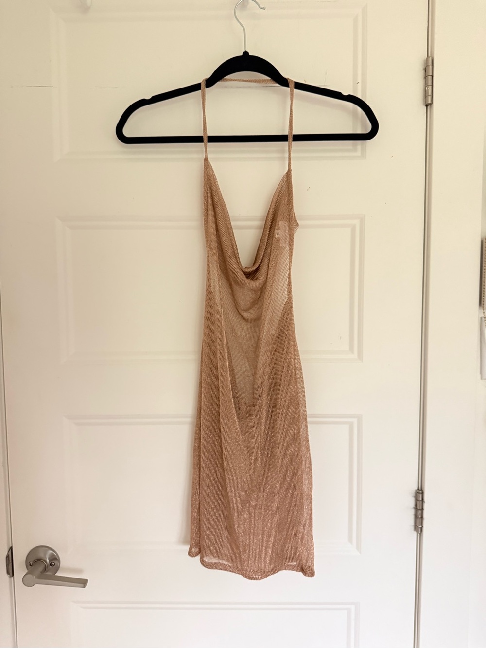 superdown Nude Metallic Cowl Mini Dress